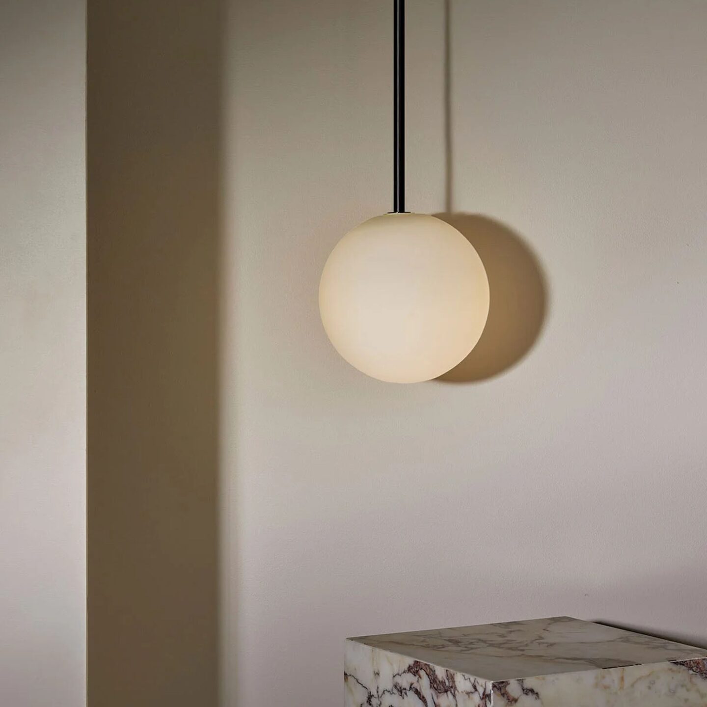 Orb Pendant Large Brushed Black Solid Rod